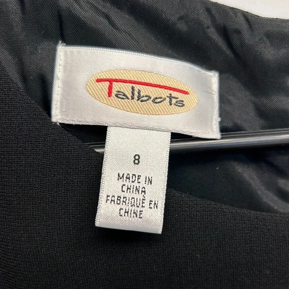 Talbots Black Pleated-Skirt Drop Waist Midi Dress with Bow Detail Size 8 - Picture 9 of 10